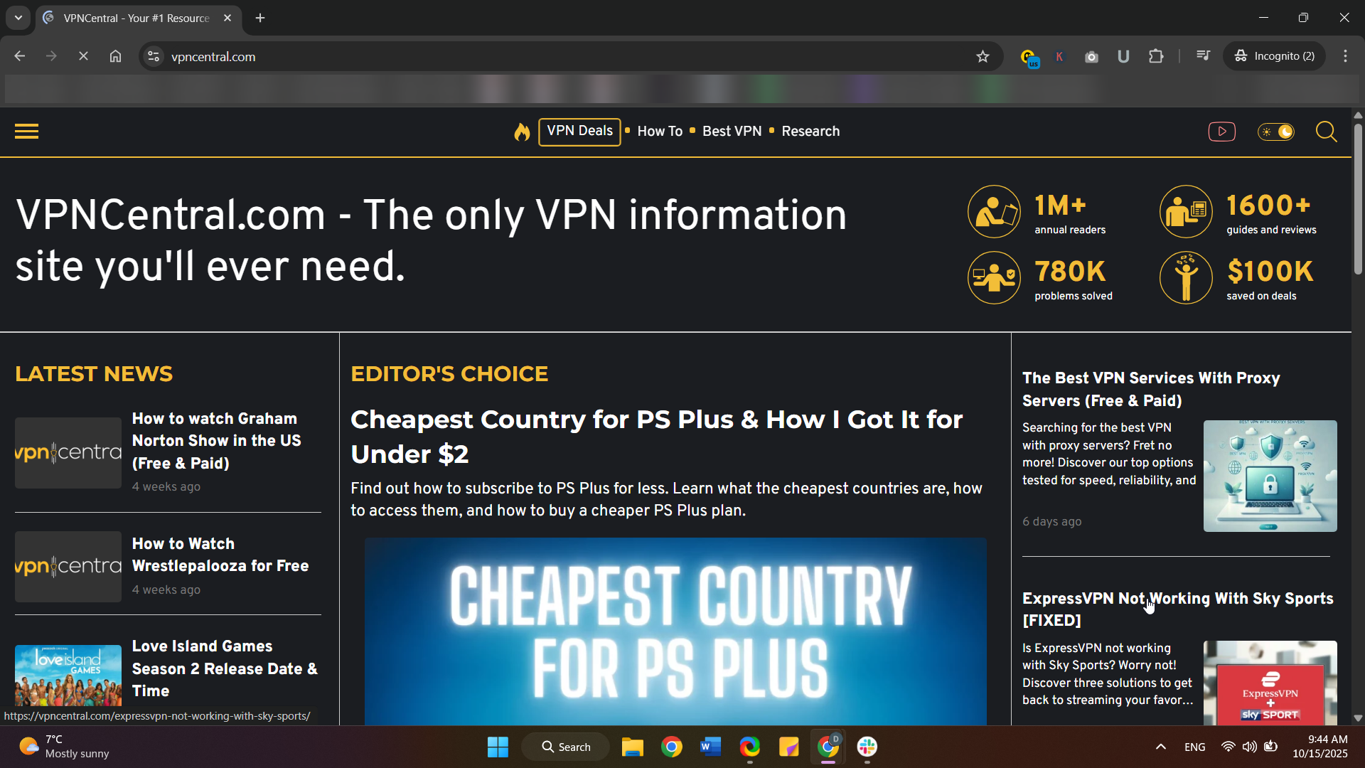 google chrome page loading with vpn after restarting the setup