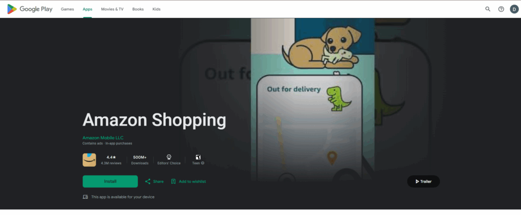 reinstall amazon shopping app