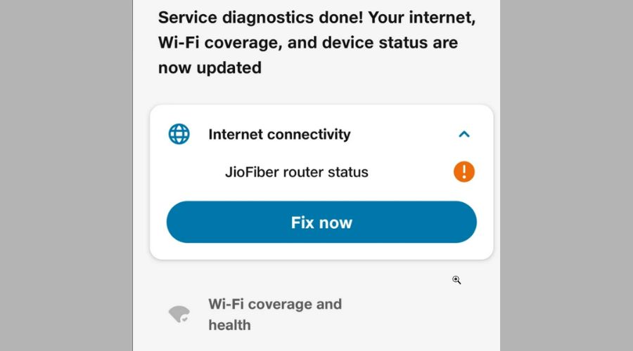 jio fiber router status displaying error in the my jio app