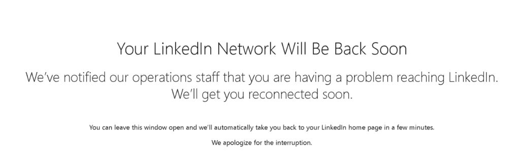 linkedin error while using vpn