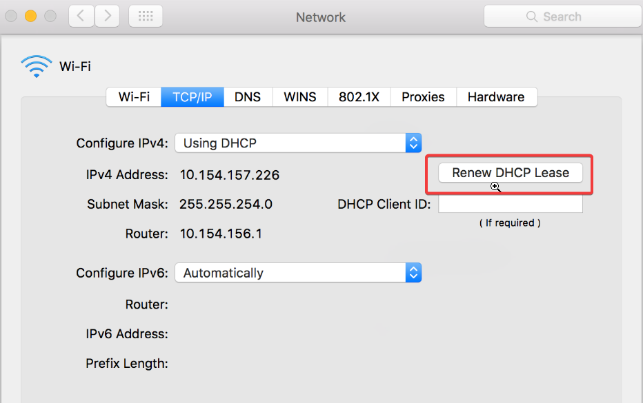 renew dhcp lease mac to fix and troubleshoot safari not working with vpn