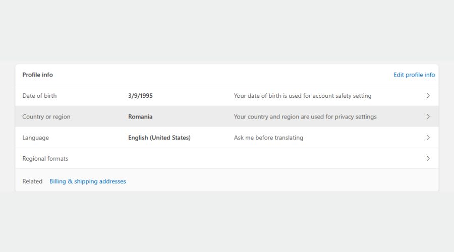xbox account location