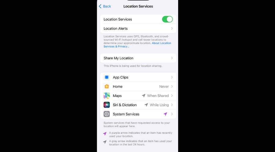 disable location services on iphone