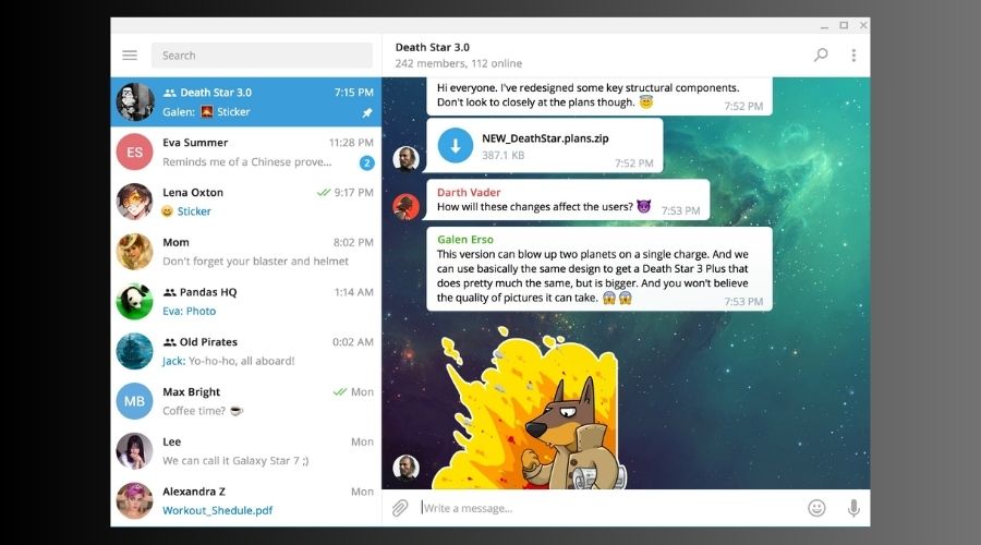 telegram desktop user interface
